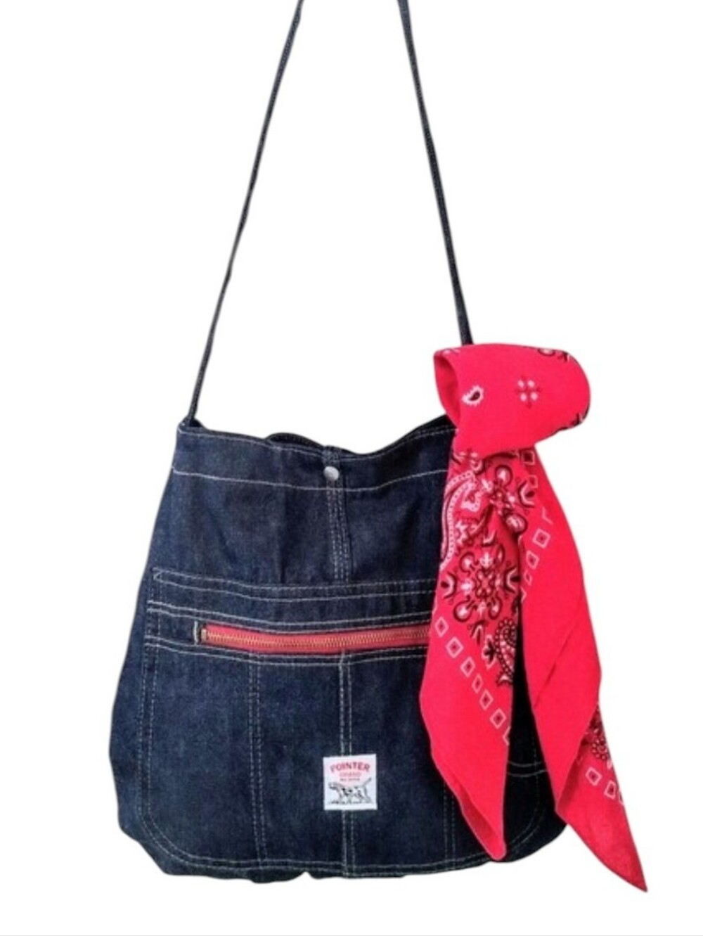 Vintage Pointer Brand   Blue Denim Shoulder Bag Made In The USA
